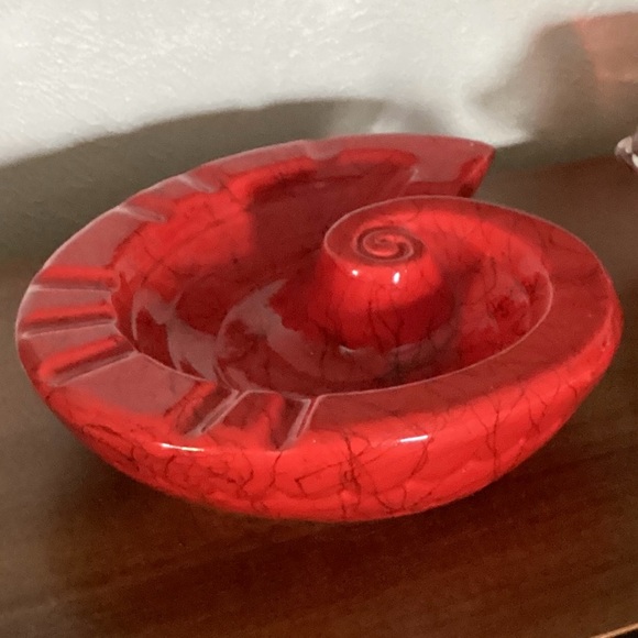 Hollywood Ceramics California Potteries Red Nautilus Seashell Ashtray MCM VTG - Picture 6 of 16